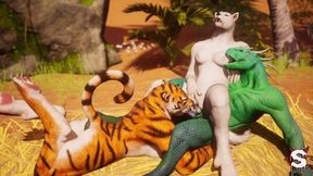 Furry Girls Fuck Lizard Man In Hardcore Wild Life Sex