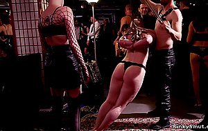 Ebony anal fucked bent over wooden horse
