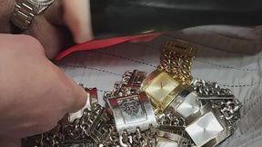 Getting off with my pdx pussy vibrator and cumming on a pile of guess heavy metal watches.