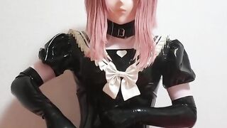 kigurumi gano maid spandex suit ejaculation