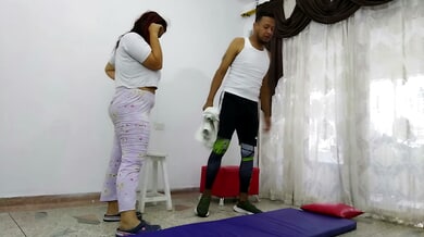 Massage turns intense as he takes her from behind against the wall