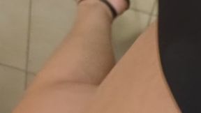 Crossed legs & calf shake in first person POV