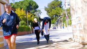 Very Pretty Blond Milf Fucks With Two Men And Anything Goes To Make Them Come. Spanish Porn