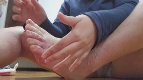 Foot Care Fetish Video with Bandage Removal, Foot Cleaning, Wrapping and Close-Up Toes Focus
