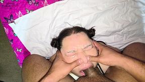 did you know you can nose fuck? yes, it s possible! he does it until he cums inside and the semen comes out of my mouth.