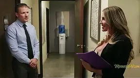 Blindfolded OLDER WOMAN gets a surprise MMMF threesome with her stepson and coworker