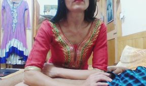 Step Mom in Bed with Step Son and His Dick in Hands