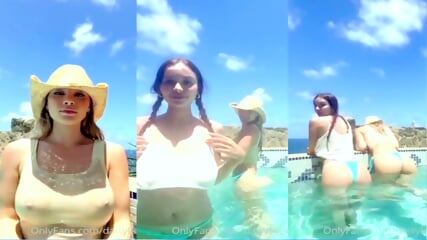 Daisy Keech No Bra See Through In The Pool