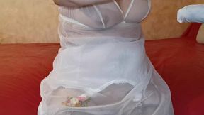 sensual evening sex in white nylon lingerie - mari latexa and simon latexa