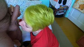 A nice ball licking blowjob with cum swallow