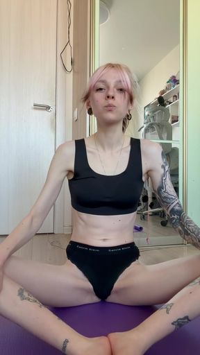 Yoga in black sports bra