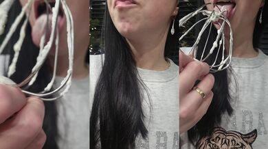 Licking the cream with raw mumuskawaste