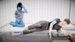 Dark goth redhead teen in 3D hentai demo game