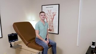 The hung doctor uses ultrasound to show his bare dick in boy