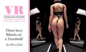 Miss Julia And Her Three Sexy Bikinis on a Treadmill