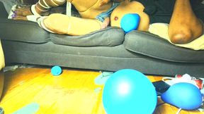 Horny femboy freaking and fucking on  balloon