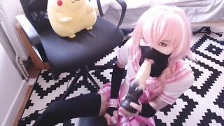 Breezy, the kinky teen, dominates with toys and bondage in cosplay play with Mr. Key and his toys