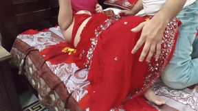 Big Boobs Indian Stepmom in Red Saree Hard Fucking by Stepson in Hindi Audio Full Video