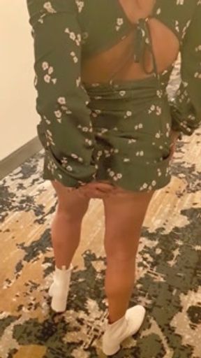 Sexy milf in green dress flashing ass, pussy and tits on way to St Patricks Day party