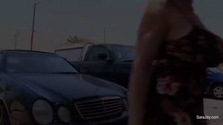 Cougar In a Daring Dress Sara Jay Seduces A Hung Biker Dude!