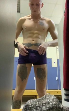 After a very intense workout, I undressed in the locker room and got a little horny