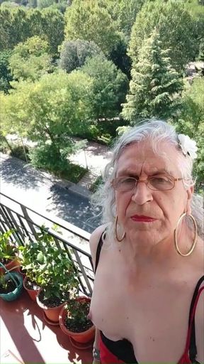 A Dirty Whore Playing on the Terrace