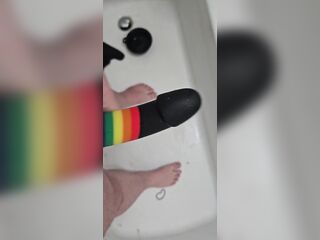 Washing my rainbow schlong