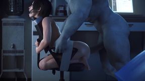Mr. X Ties Ada Wong To A Chair And Creampies Her Asshole