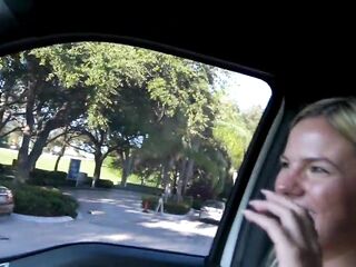 Small Golden-haired Cheats on Boyfriend in Parking Lot Lacy Tate