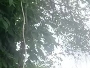 Sean takin a full bag enema outddoors till squirt