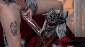 Halloween costumed girls lick and drink each other's piss