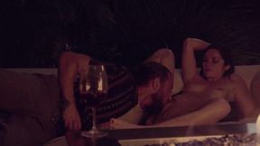 Outdoor date night turns into horny oral sex under the stars