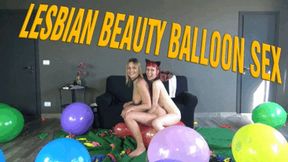 Lesbian beauties balloon sex