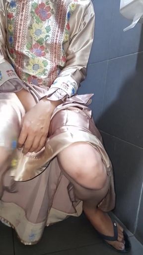 Crossdresser masturbating wearing satin set   Clip 1