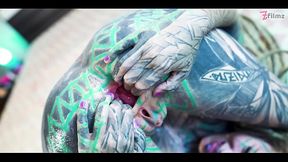 TATTOO ANAL gape loving girl CUMPLAY