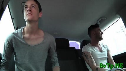 Dirty gay dudes adore car sex