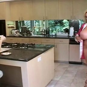 Horny MILF with huge boobs satisfies her stepson