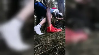 Black Stud Barebacks and Creampies Cruising Bottom in Forest