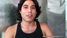 Hairy Joey grab his thick uncut cock and make his big balls dance