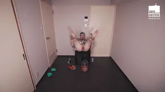 Axel Abysse the deviant jock stuffs food into his prolapsed asshole