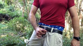 Jerking off in the Woods. Wanking in the Field, Cum.