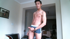 ”Skinny Amateur Alex Strokes His Big Cock”