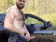 HAIRY SEXY CUM CAR EXHIB