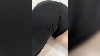 he comes to wake me up by caressing my nipple with his cock and he cums on my leggings