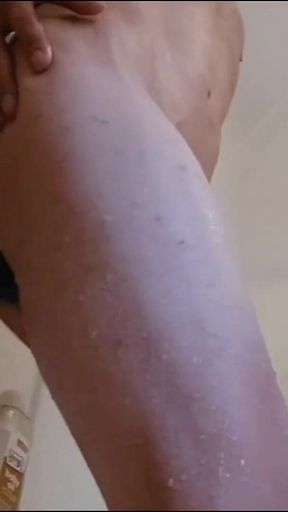 Husband Riding Huge Dildo in Shower