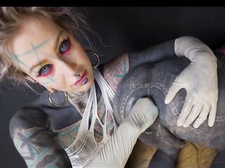 T-GIRL ANAL stretching by TATTOOED femdom-goddess - BOOTY fisting FEMDOM pair (punk, goth, emo porn) ZF163