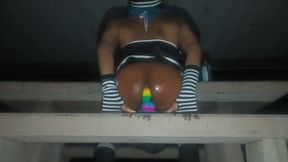 Sexy Trans Goth Slut Bouncing on Dildo