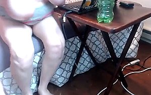 Chunky ts playing with her cock intense