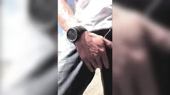 Muscular hunk pees his jeans and jerks off at highway rest stop