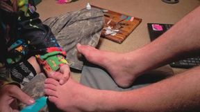 Praising her Masters' feet